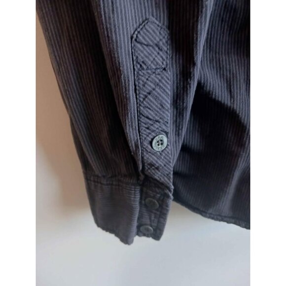 BKE Mens Athletic Fit Black Striped Button-Down Shirt With Harley-Davidson. L - Picture 6 of 7